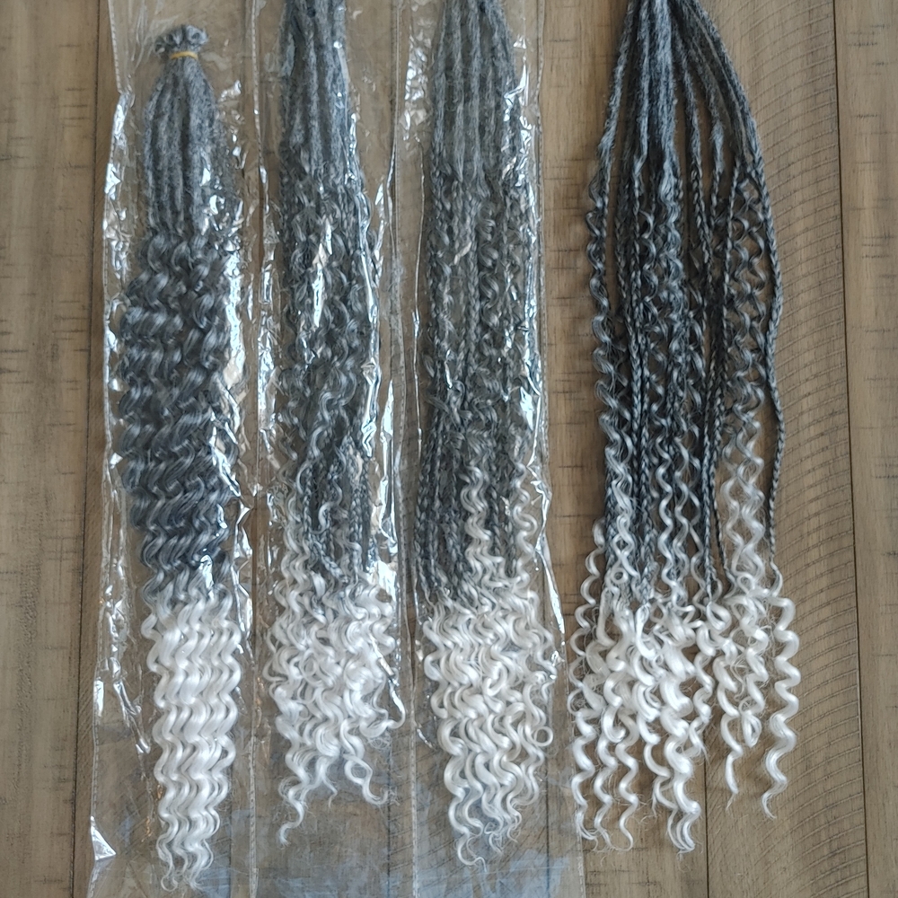Gray and White Ombre Braiding Hair Extensions